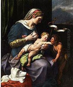 Madonna Lactans Mit Dem Heiligen Johannes Dem Taufer by Francesco Cozza