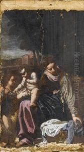 The Madonna And Child With The Infant Saintjohn The Baptist by Francesco Cozza