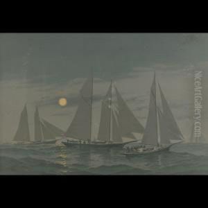 Moonlight On Nantucket Shoals
Ibis. Tidal Wave. Estelle. Sagittaaeolus (plate Xiv From American
Yachts, Their Club And Theirraces) by Frederick Schiller Cozzens