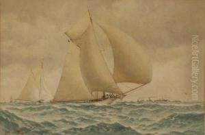 Sailboats, Steamers And Tallships At Sea by Frederick Schiller Cozzens