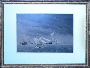 In The Narrows--a Black Squall In New York Bay by Frederick Schiller Cozzens