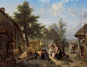 Compagnia Elegante In Un""""osteria In Campagna by Florent Nicolas Crabeels