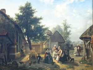 Wandelaars Rond De Hoeve. by Florent Nicolas Crabeels