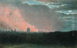 Fire in London seen from Hampstead