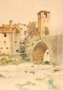 Paesaggio Con Ponte Romano by Aurelio Craffonara