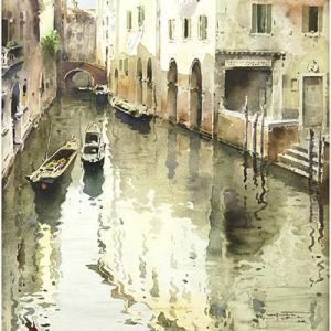 Craffonara, Gallarate -genova ""canale A Venezia"" Cm. 38x38 by Aurelio Craffonara