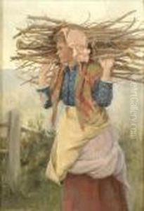 'winter Fuel',a Young Faggot Gatherer by Percy Robert Craft
