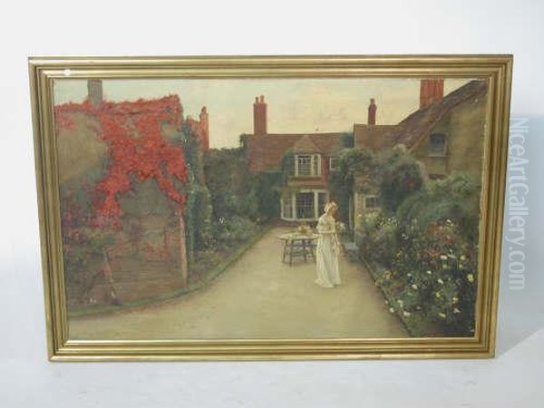 Young Girl Gathering Flowers In A Garden - view 1