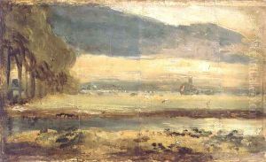 Dedham Church seen from across the River Stour with overhanging cloud, c.1810 by John Constable