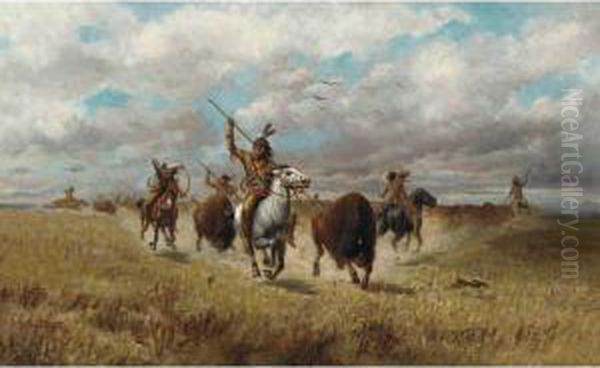 Indians Hunting Buffalo - view 1