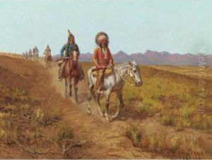 Indians On Horses Riding Along A Trail by Charles Craig