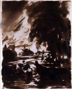 Trees and stretch of water on the Stour by John Constable