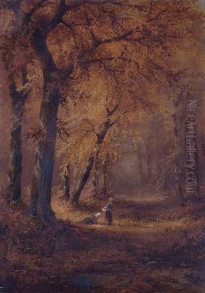 Figures In A Forest Interior, Autumn - view 1