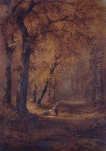 Figures In A Forest Interior, Autumn by Thomas Bigelow Craig
