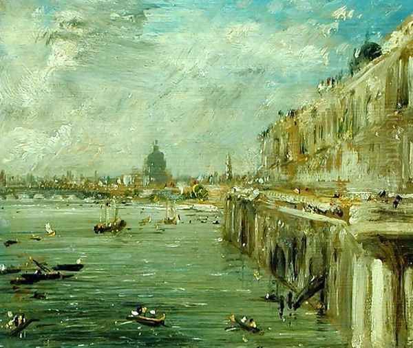 Somerset House Terrace and the Thames A View from the North End of Waterloo Bridge with St. Paul's Cathedral in the distance - view 1
