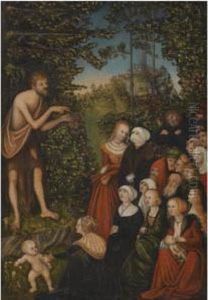 Saint John The Baptist Preaching In The Wilderness by Lucas The Younger Cranach