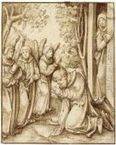 Abraham And The Three Angels by Lucas The Younger Cranach