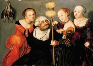 Hercules At The Court Of Omphale by Lucas The Younger Cranach