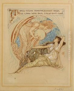 'as Spell-bound Beauty's, Bowered Deep,age-long Was Fair Columbia's Sleep' by Walter Crane