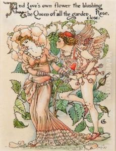 'and Loves Own Flower The Blushing Rose by Walter Crane