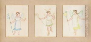Triptych Of Fairy Designs For The Howard Children's Christmas Play by Walter Crane