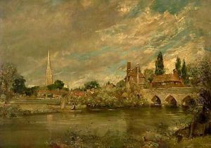 The Bridge of Harnham and Salisbury Cathedral, c.1820