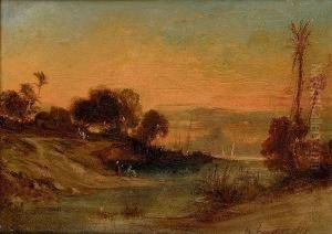 Le Nil Au Coucher Du Soleil