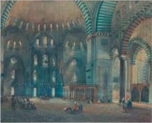 Interieur De Mosquee A Constantinople by Louis Amable Crapelet