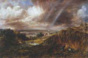Hampstead heath with a rainbow by John Constable