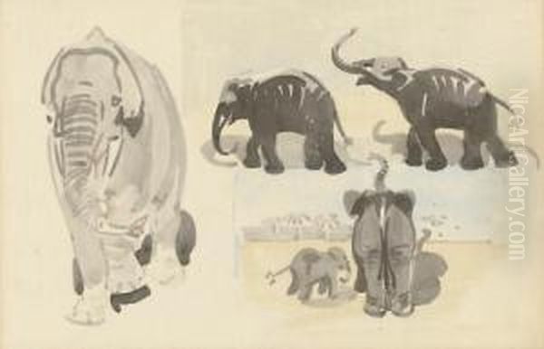 Studies Of Elephants - view 1