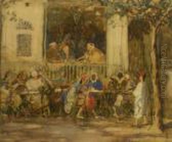 Figures In Tunisian Street Cafe - view 1
