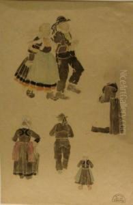 Etude De Costumes Bretons by Suzanne Crepin