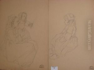 Enfant Aux Sabots Et Mere Et Son Enfant by Suzanne Crepin