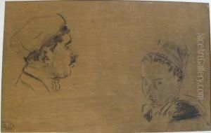 Breton Et Bretonne De Profil by Suzanne Crepin