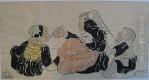 Mere Et Deux Enfants by Suzanne Crepin