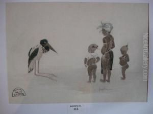 Mere Et Ses Deux Enfants, En Presence D'un Marabout by Suzanne Crepin