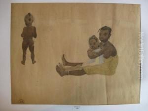 Trois Enfants, Deux Assis Et Un Debout