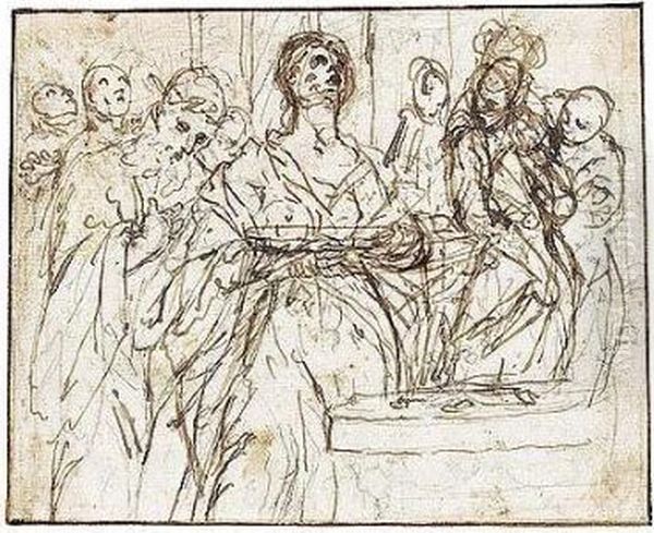 Various Figures Near An Altar - view 1