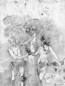 The Temptation Of Adam And Eve 
(recto); The Same, And A Sketch Ofthe Assumption Of Christ (verso)