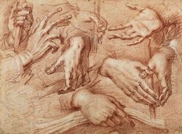 Eight Studies Of Hands, One 
Holding A Stick, Another A Cross Orbook (recto); Study Of Saint Francis 
Adoring The Cross(verso) - view 1