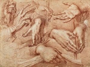 Eight Studies Of Hands, One
Holding A Stick, Another A Cross Orbook (recto); Study Of Saint Francis
Adoring The Cross(verso) by Giovanni Battista Crespi Il Cerano