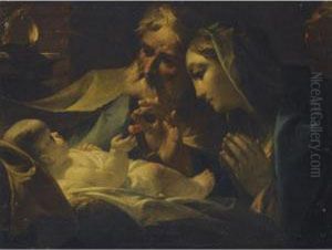 Mary And Joseph Adoring The Christ Child by Giuseppe Maria Crespi