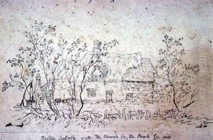Cottage at East Bergholt, with a well by John Constable