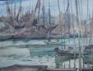 Voiliers Au Port by Adolphe Crespin