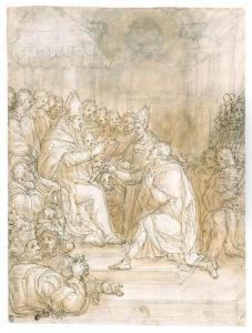Passignano
A Pope Presenting A Marshal's Baton To A Kneeling Figure In Frontof An Assistant
Black Chalk by Domenico Cresti (see Passignano)