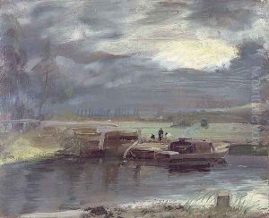 Barges on the Stour with Dedham Church in the Distance, 1811 by John Constable