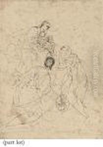The Madonna And Child Venerated By Two Male Saints