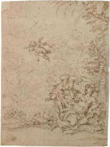 Marte E Venere Sotto Un Albero Con Cupido