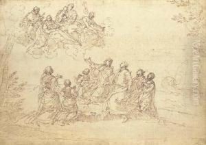 A Patrician Family Kneeling On A
Seashore Experiencing A Vision Ofthe Madonna And Child And Saint
Dominic, Saint John The Baptist Andanother Saint, A Ship Seen Beyond by Donato Creti