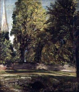 Salisbury Cathedral Seen Above the Close Wall by John Constable